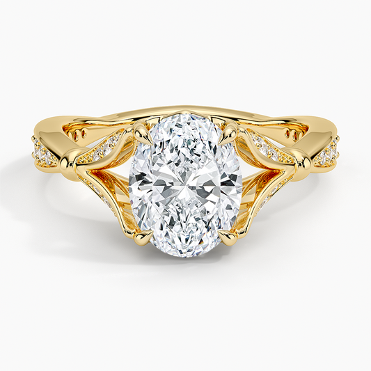 Oval Moissanite Floral Openwork Cathedral Engagement Ring