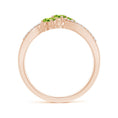 Oval Peridot Three-Stone Split Shank Promise Ring with Moissanite Accents