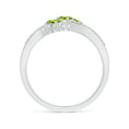 Oval Peridot Three-Stone Split Shank Promise Ring with Moissanite Accents