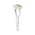 Oval Peridot Three-Stone Split Shank Promise Ring with Moissanite Accents