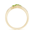 Oval Peridot Three-Stone Split Shank Promise Ring with Moissanite Accents