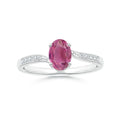 Oval Pink Tourmaline Bypass Engagement Ring with Pavé Moissanite Accents