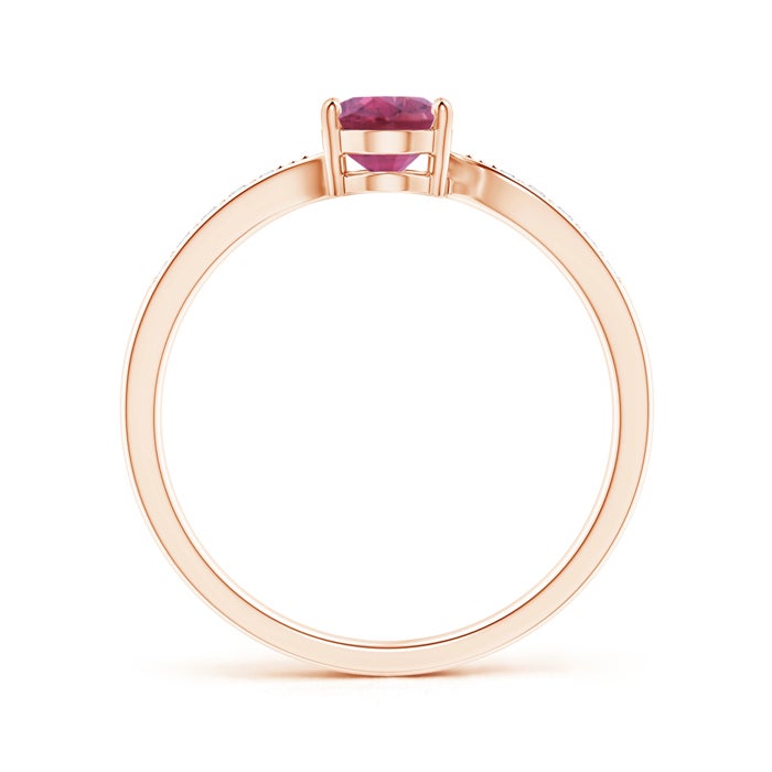 Oval Pink Tourmaline Bypass Engagement Ring with Pavé Moissanite Accents