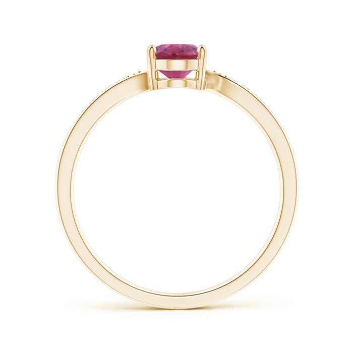 Oval Pink Tourmaline Bypass Engagement Ring with Pavé Moissanite Accents