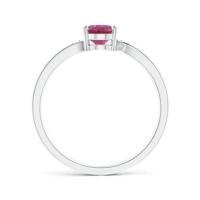 Oval Pink Tourmaline Bypass Engagement Ring with Pavé Moissanite Accents
