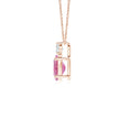 Oval Pink Tourmaline with Moissanite Accent Pendant Necklace