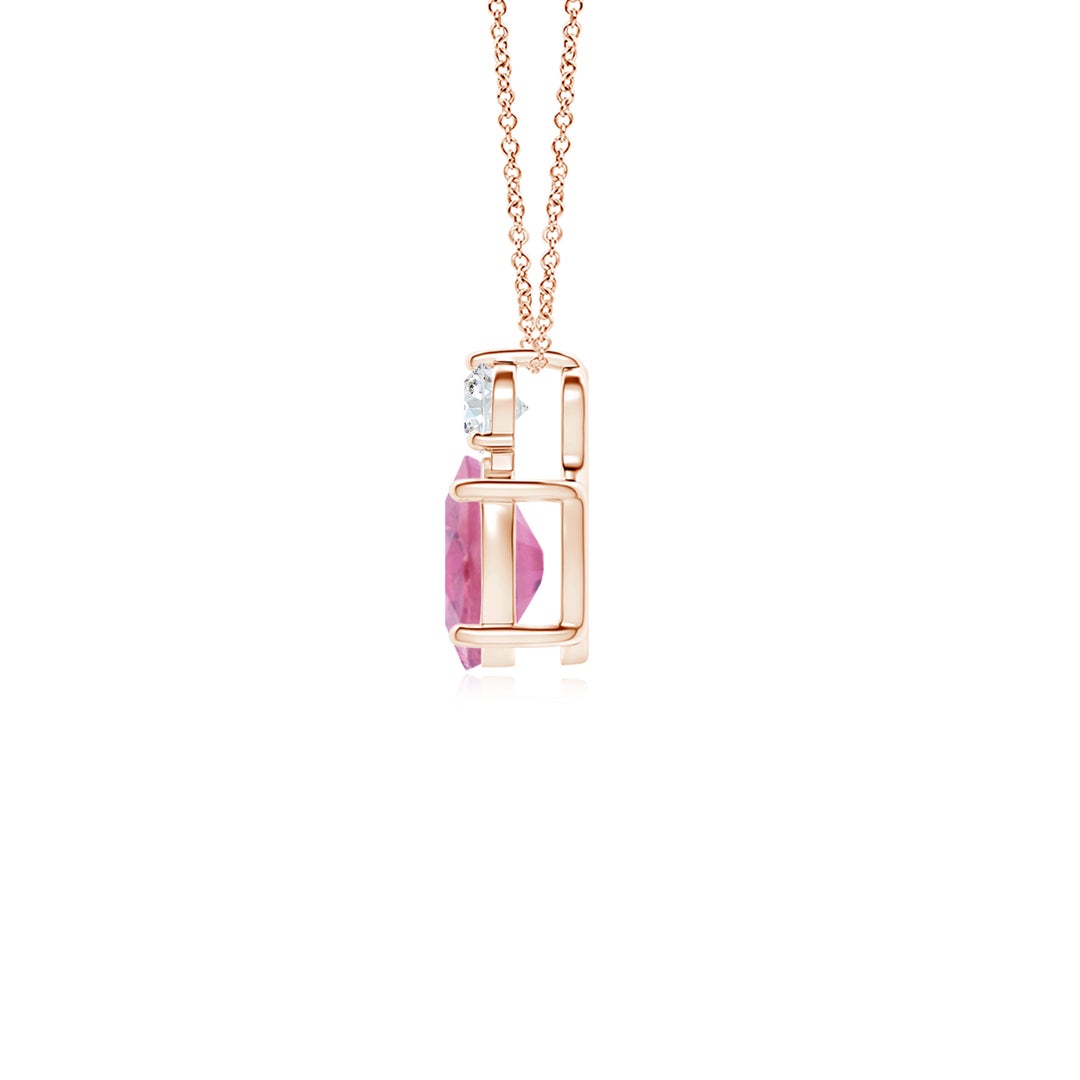 Oval Pink Tourmaline with Moissanite Accent Pendant Necklace