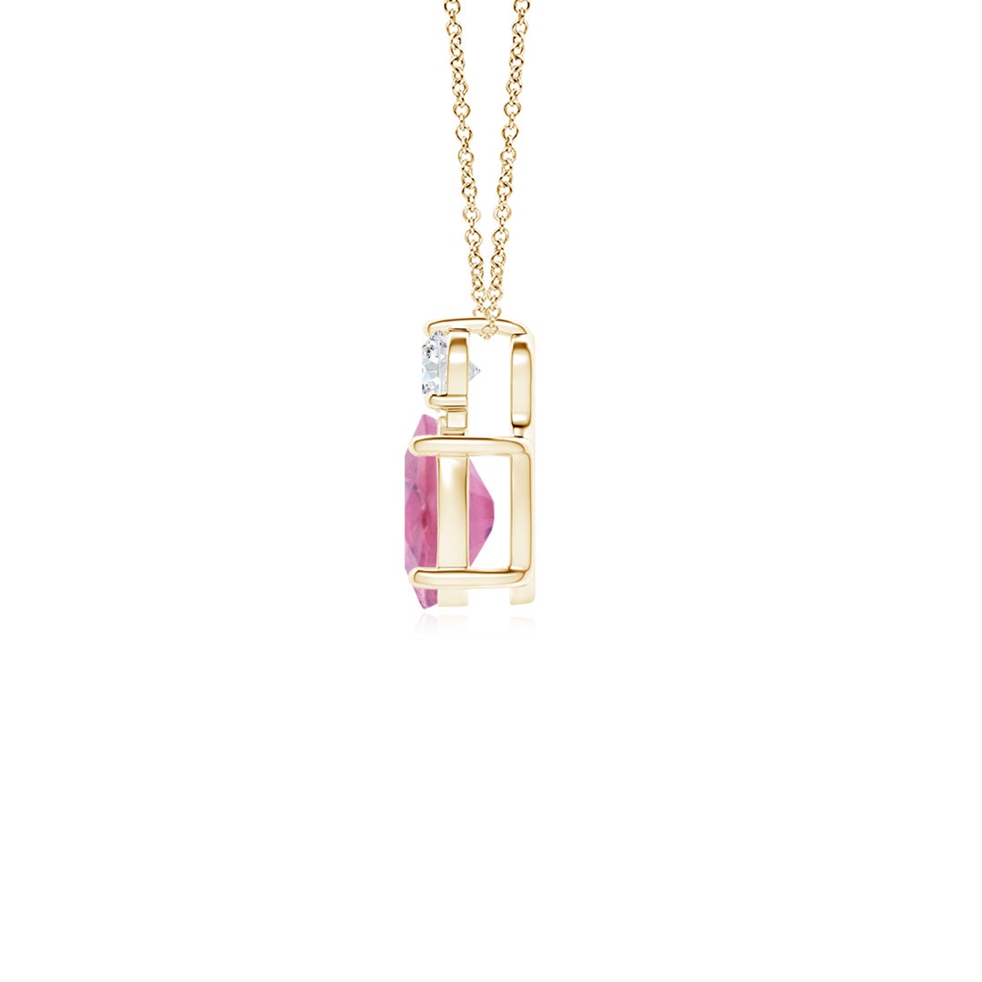 Oval Pink Tourmaline with Moissanite Accent Pendant Necklace