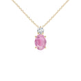 Oval Pink Tourmaline with Moissanite Accent Pendant Necklace