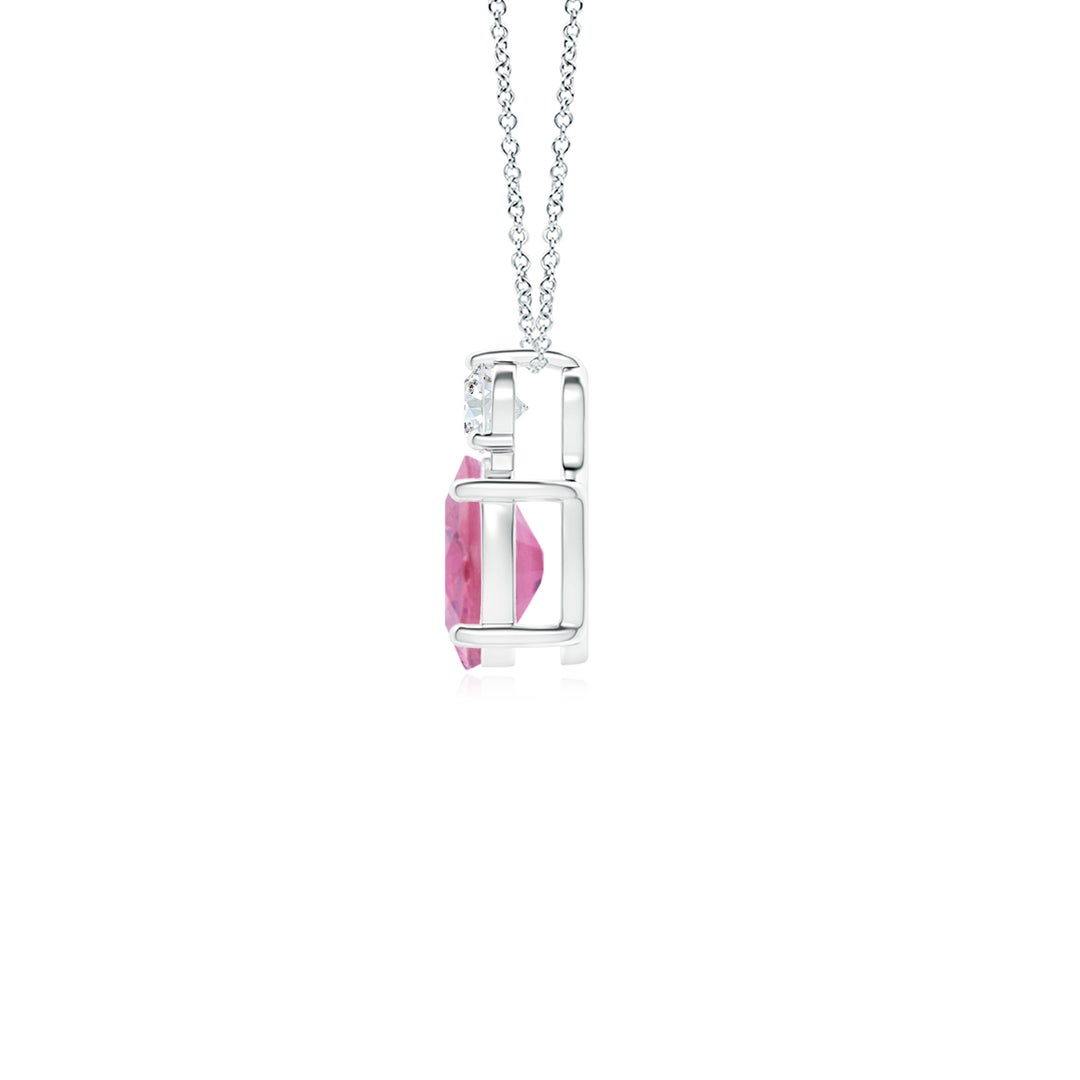 Oval Pink Tourmaline with Moissanite Accent Pendant Necklace