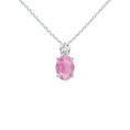 Oval Pink Tourmaline with Moissanite Accent Pendant Necklace