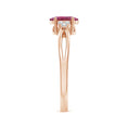 Oval Pink Tourmaline with Moissanite Accents Split Shank Engagement Ring
