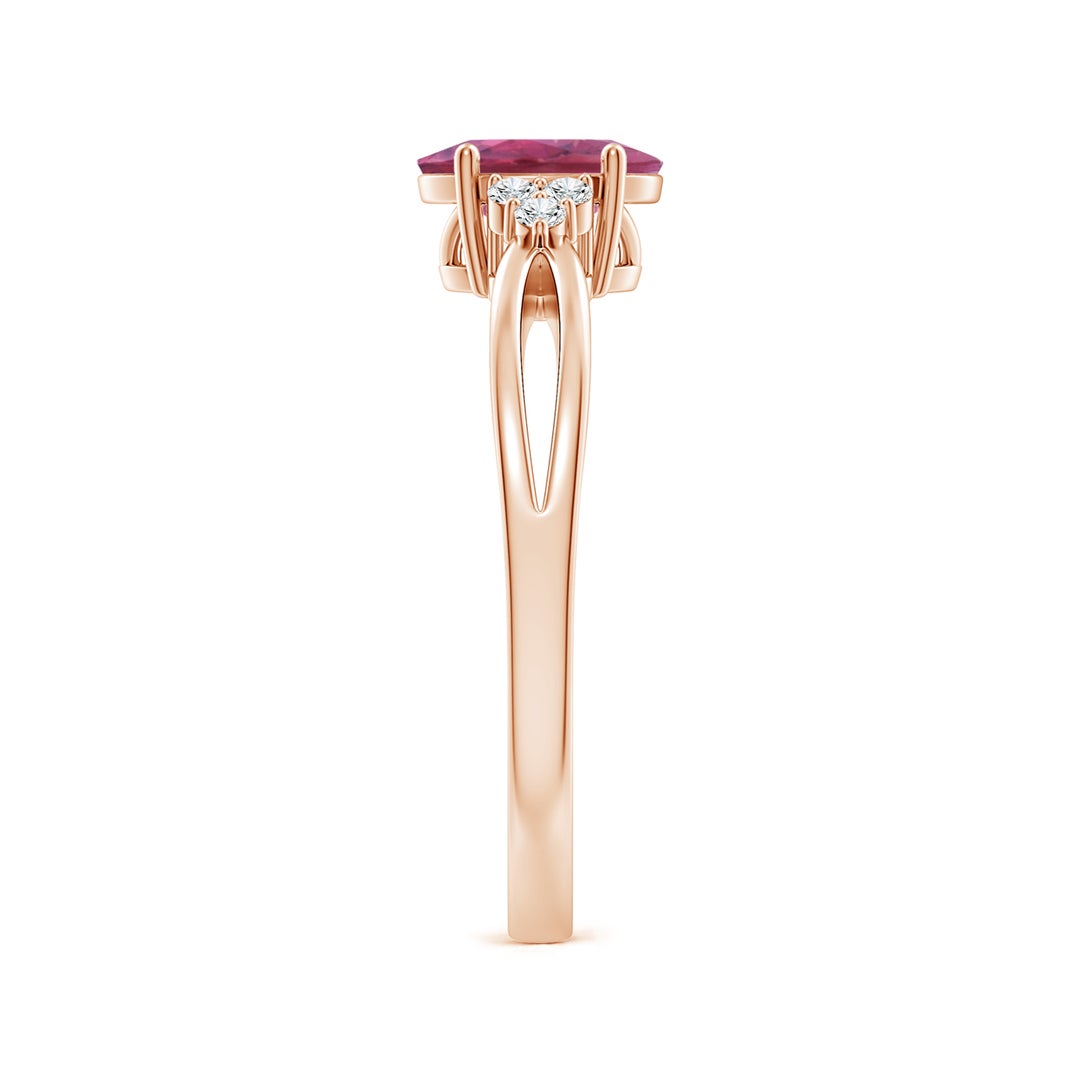 Oval Pink Tourmaline with Moissanite Accents Split Shank Engagement Ring