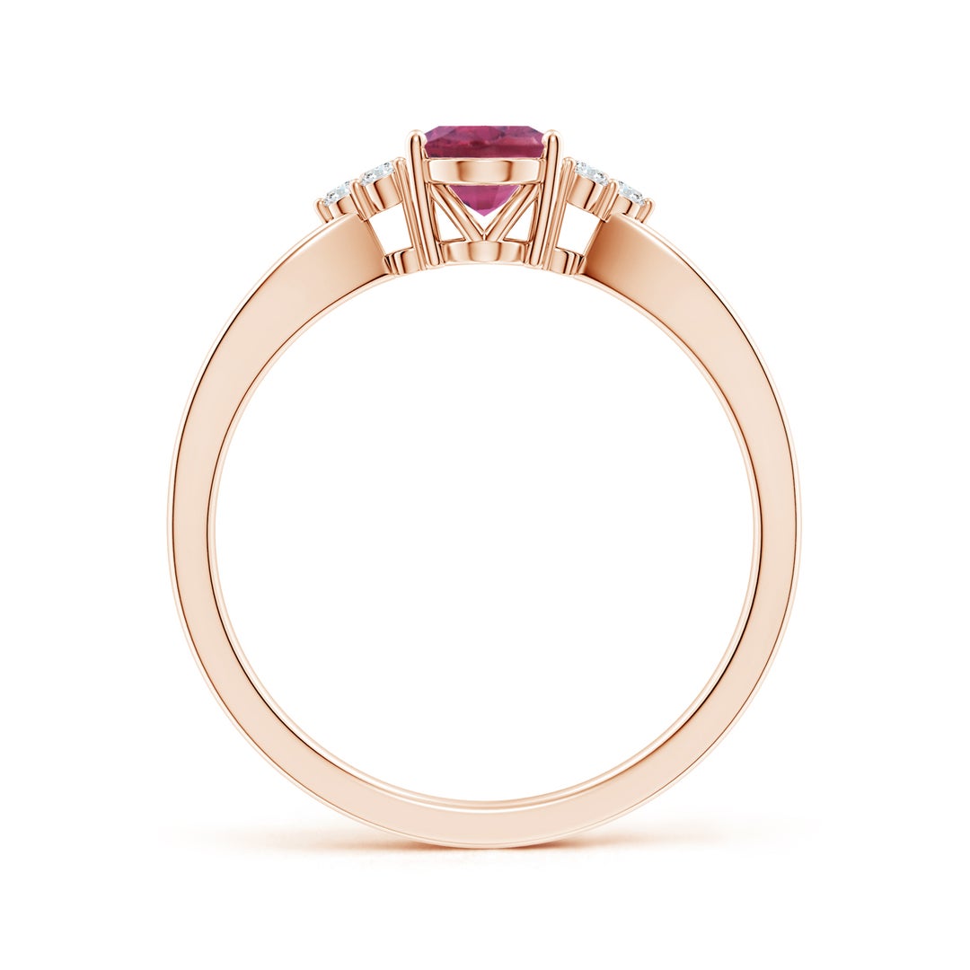 Oval Pink Tourmaline with Moissanite Accents Split Shank Engagement Ring