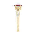 Oval Pink Tourmaline with Moissanite Accents Split Shank Engagement Ring