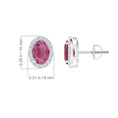 Oval Pink Tourmaline with Moissanite Halo Stud Earrings