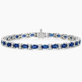 Load image into Gallery viewer, Oval Sapphire and Round Moissanite Accents Tennis Bracelet

