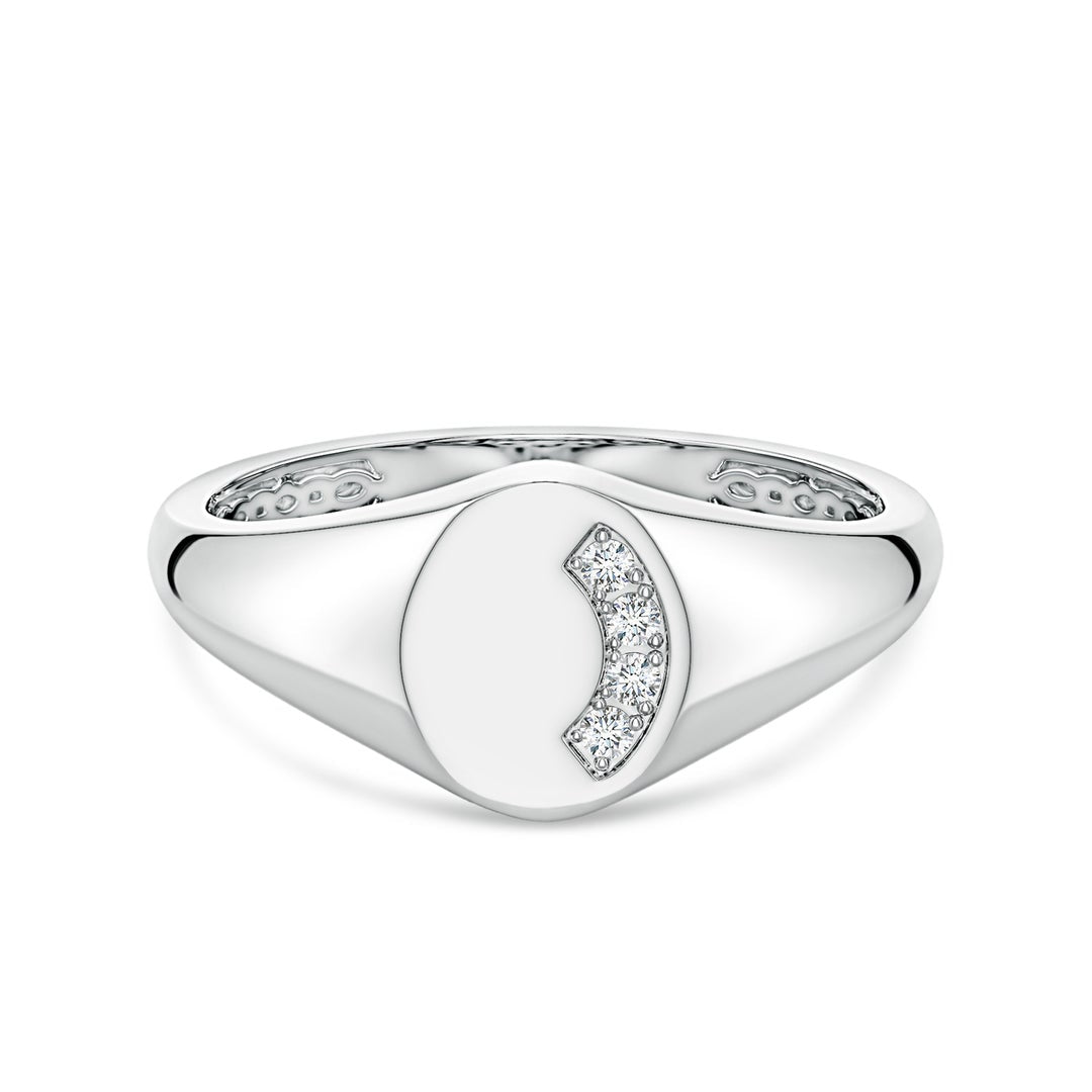 Oval Shape Curved Pavé Moissanite Men’s Signet Ring