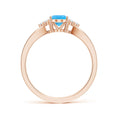 Oval Swiss Blue Topaz with Moissanite Accents Split Shank Engagement Ring