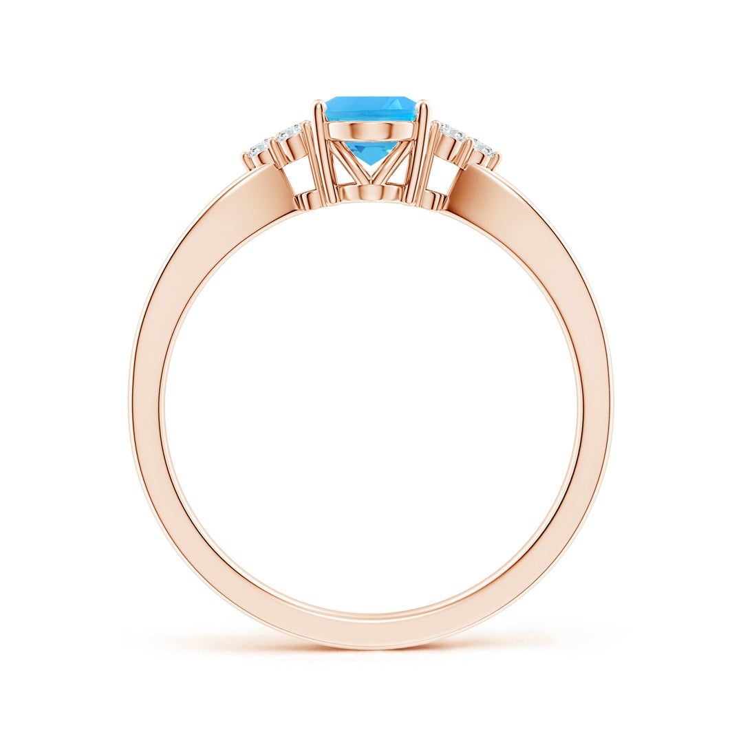 Oval Swiss Blue Topaz with Moissanite Accents Split Shank Engagement Ring