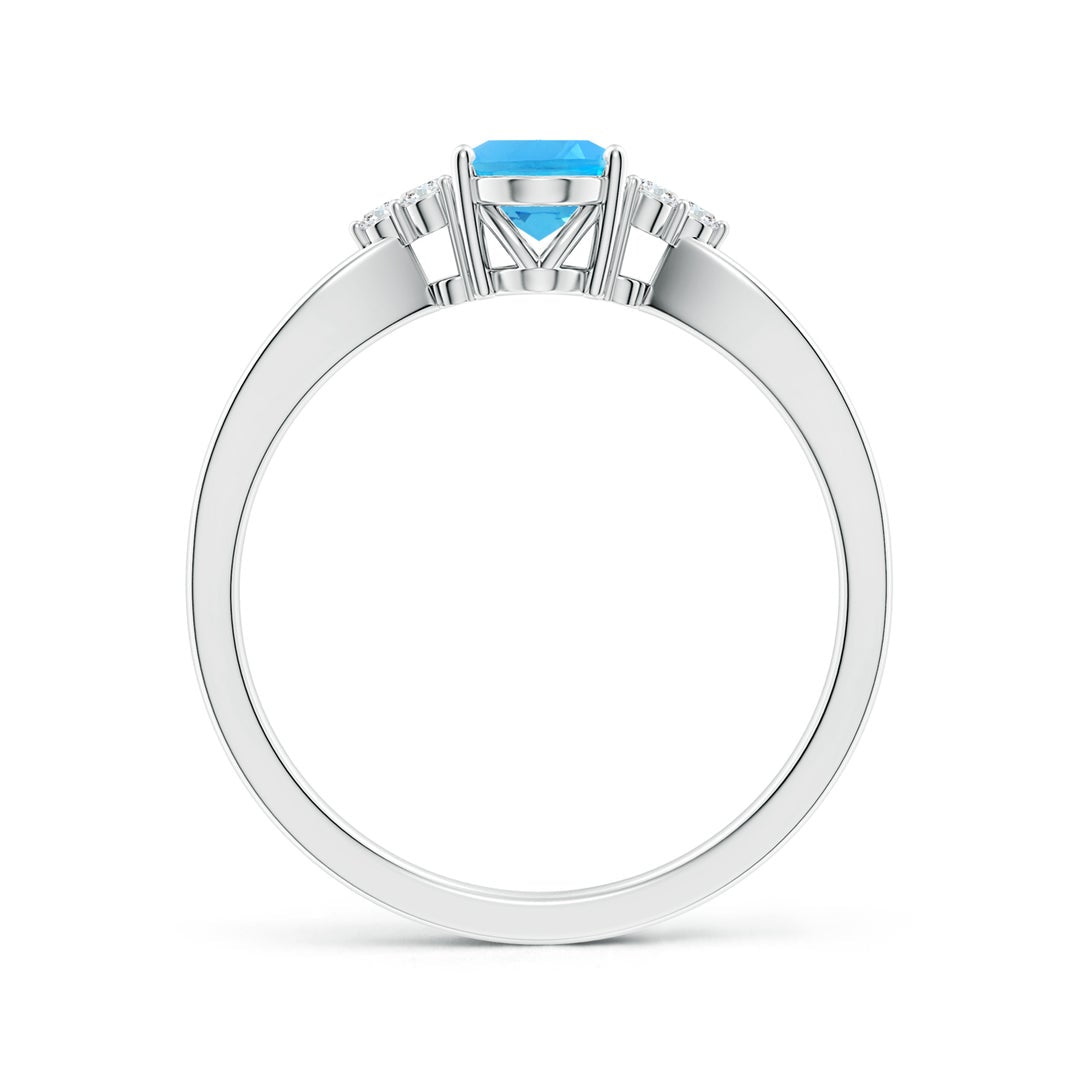 Oval Swiss Blue Topaz with Moissanite Accents Split Shank Engagement Ring