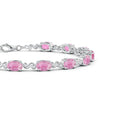 Oval Pink Tourmaline Swirl with Moissanite Accents Chain Bracelet