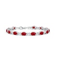 Oval Lab Ruby Swirl with Moissanite Accents Chain Bracelet