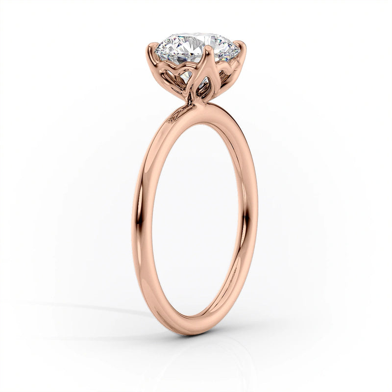 Oval Lab-Grown Diamond Petal Prongs Solitaire Engagement Ring