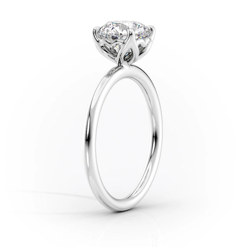 Oval Lab-Grown Diamond Petal Prongs Solitaire Engagement Ring