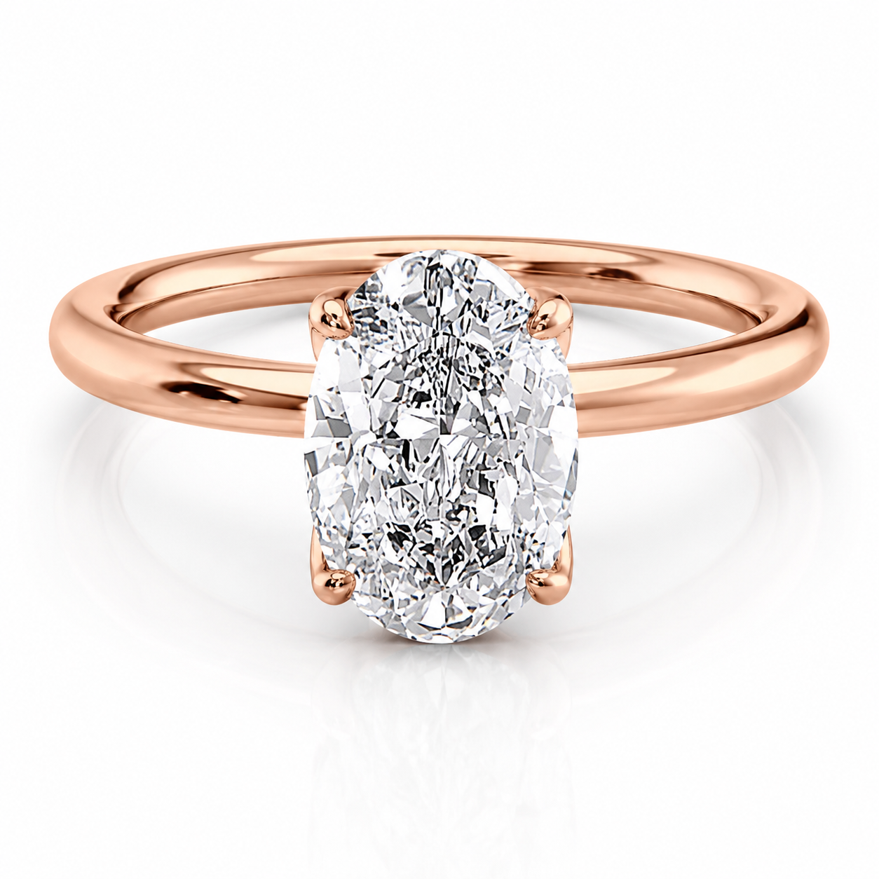 Oval Lab-Grown Diamond Petal Prongs Solitaire Engagement Ring