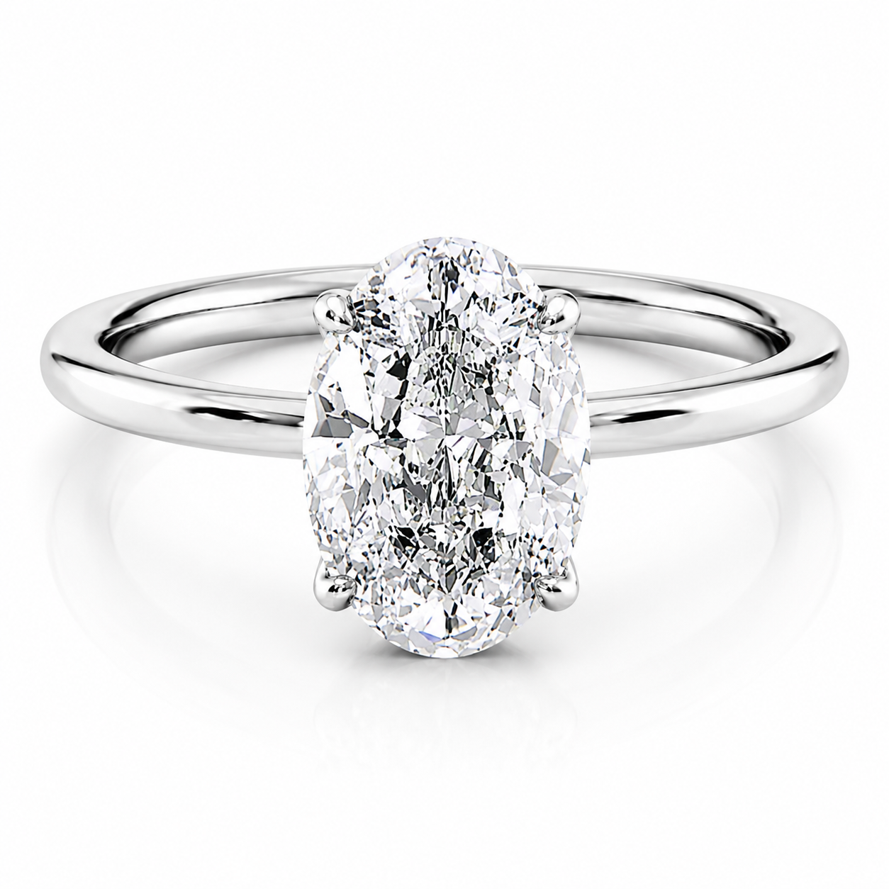 Oval Lab-Grown Diamond Petal Prongs Solitaire Engagement Ring