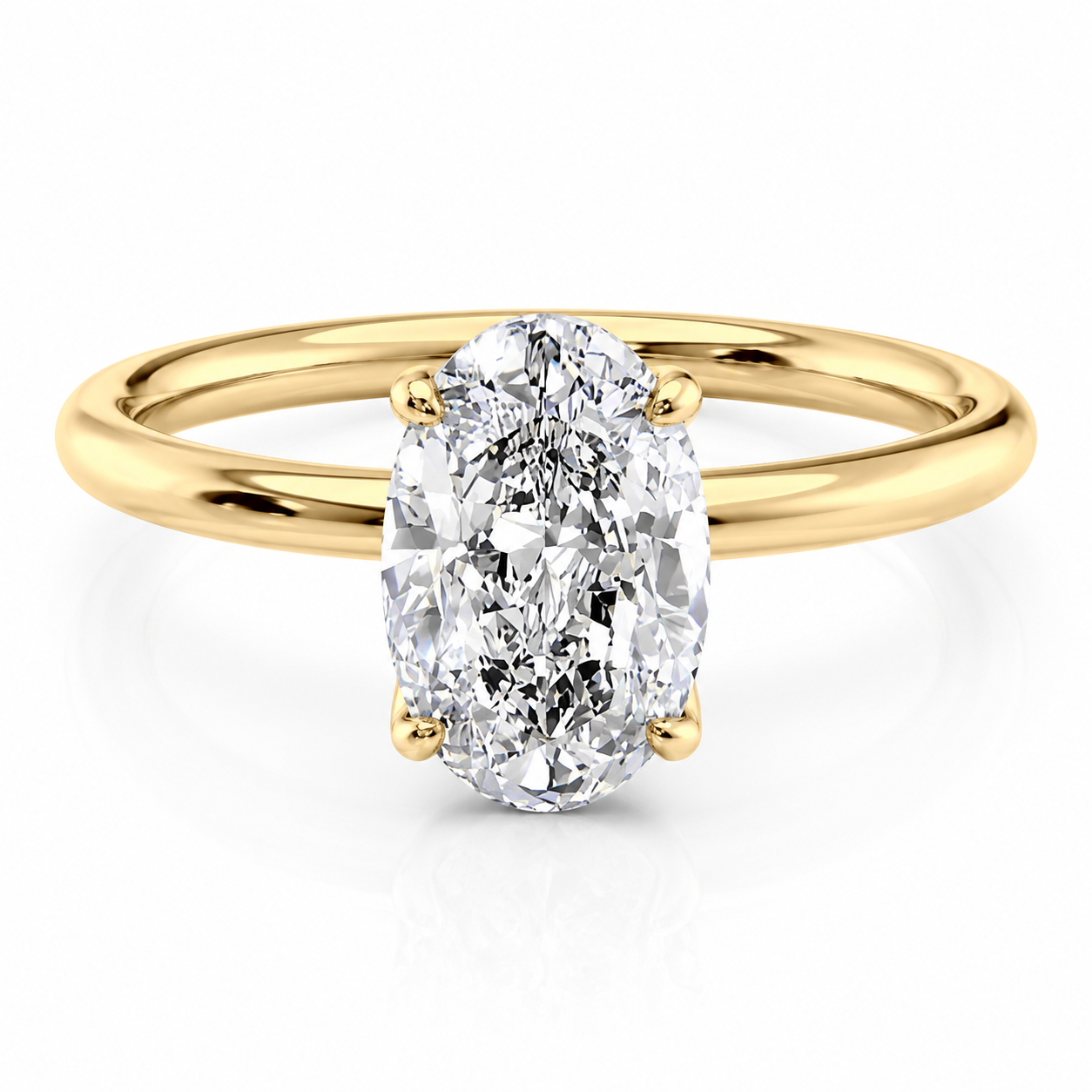 Oval Lab-Grown Diamond Petal Prongs Solitaire Engagement Ring