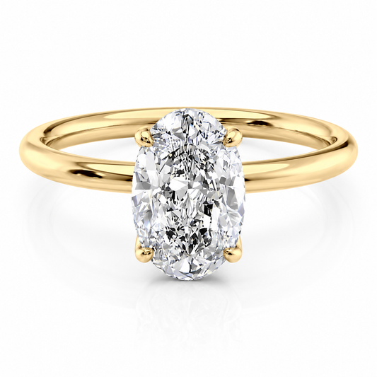Oval Lab-Grown Diamond Petal Prongs Solitaire Engagement Ring