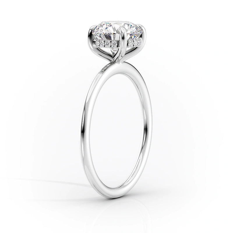 Oval Lab-Grown Diamond Solitaire Hidden Halo Engagement Ring
