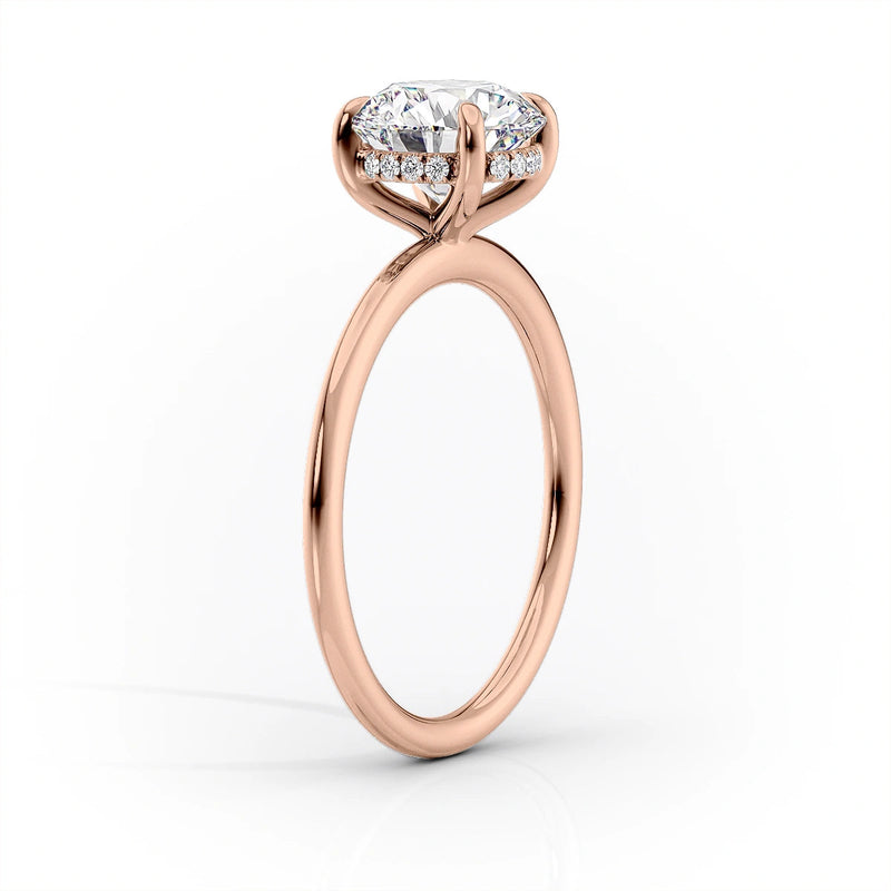 Oval Lab-Grown Diamond Solitaire Hidden Halo Engagement Ring