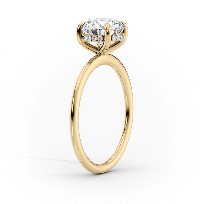 Oval Lab-Grown Diamond Solitaire Hidden Halo Engagement Ring