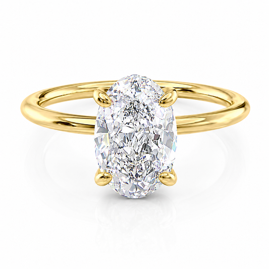 Oval Lab-Grown Diamond Solitaire Hidden Halo Engagement Ring