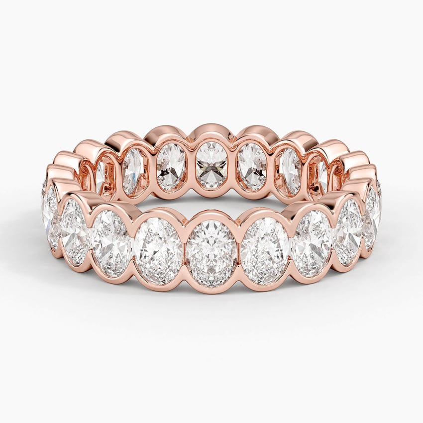 Oval Cut Eternity Moissanite Semi-Bezel Wedding Band–5.2 mm