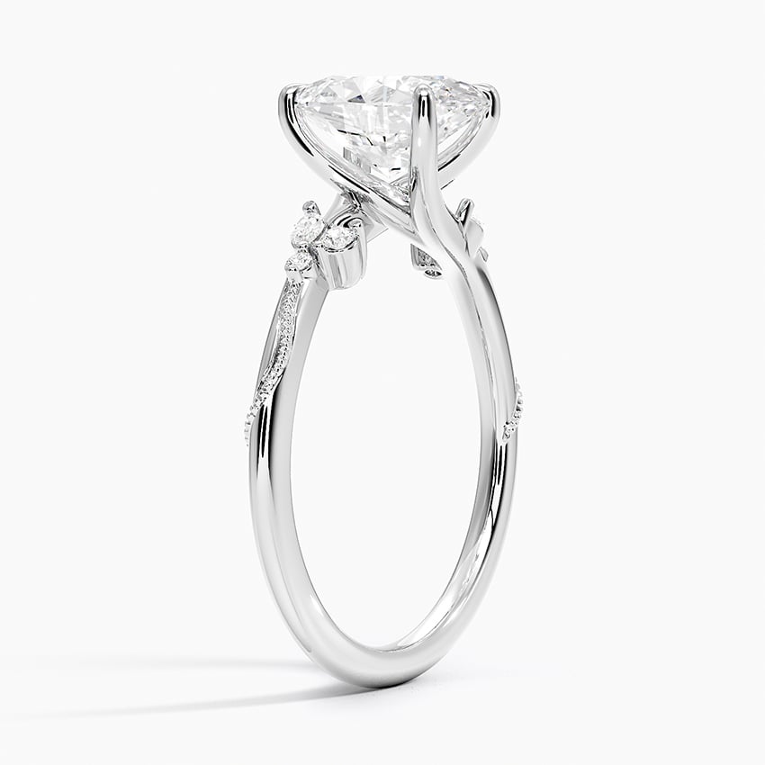 Sterling Silver Oval Cut Floral-Inspired Engagement Ring