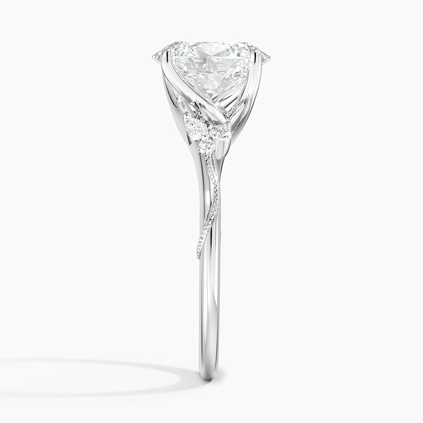 Sterling Silver Oval Cut Floral-Inspired Engagement Ring