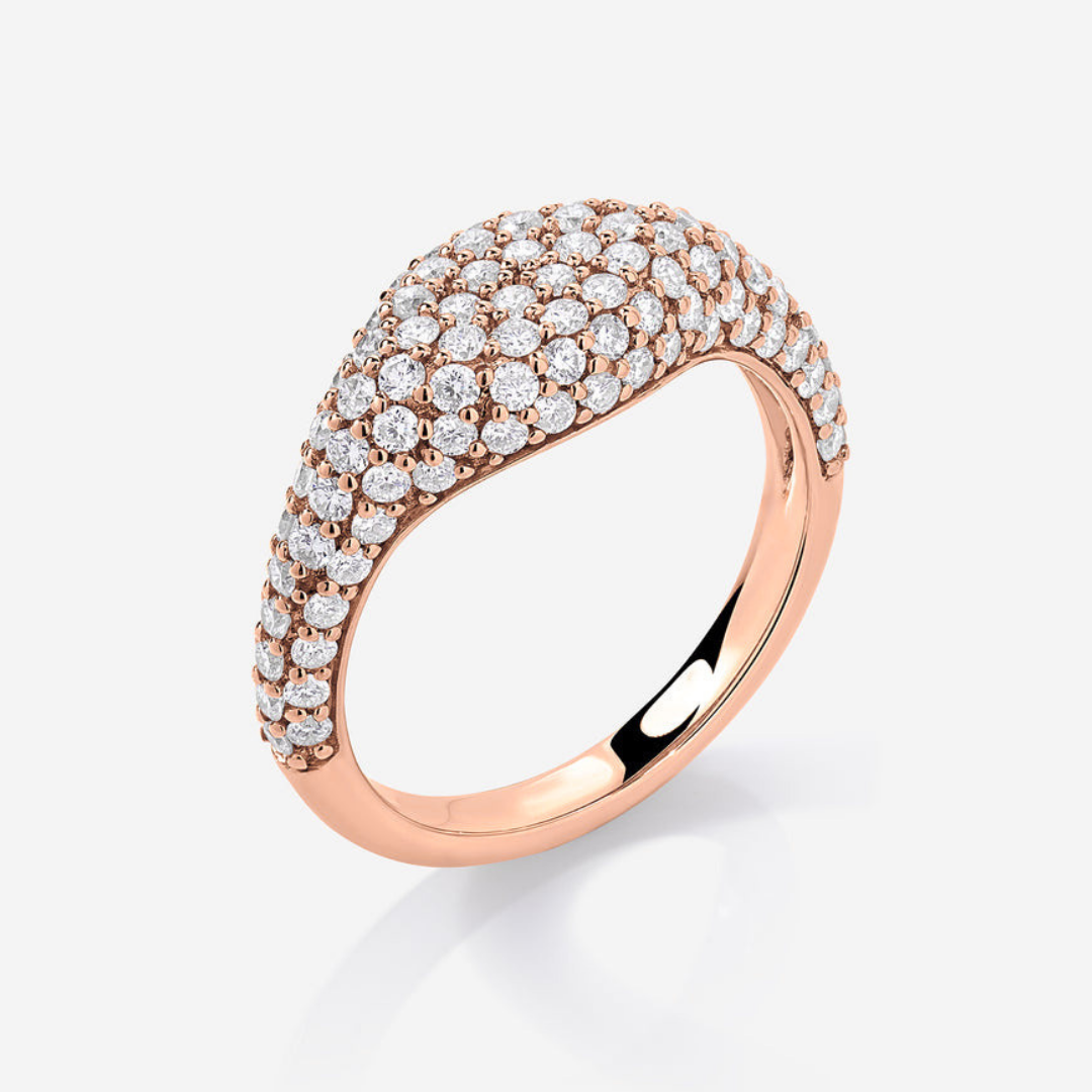 Pavé Moissanite Signet Ring