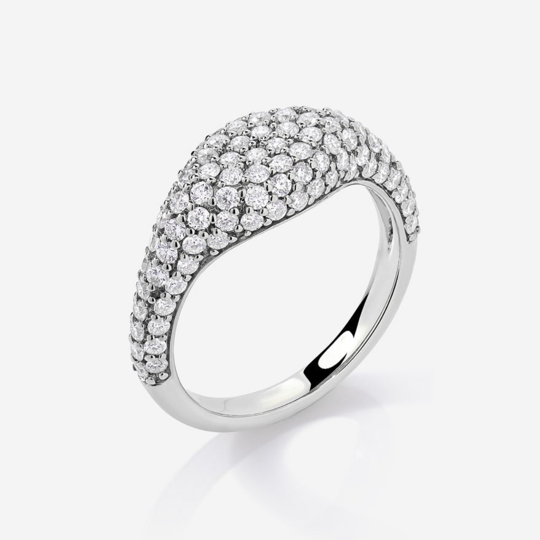 Pavé Moissanite Signet Ring