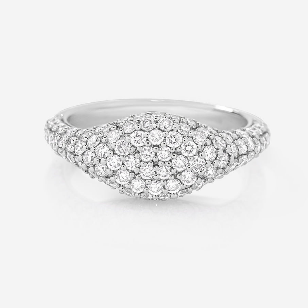 Pavé Moissanite Signet Ring