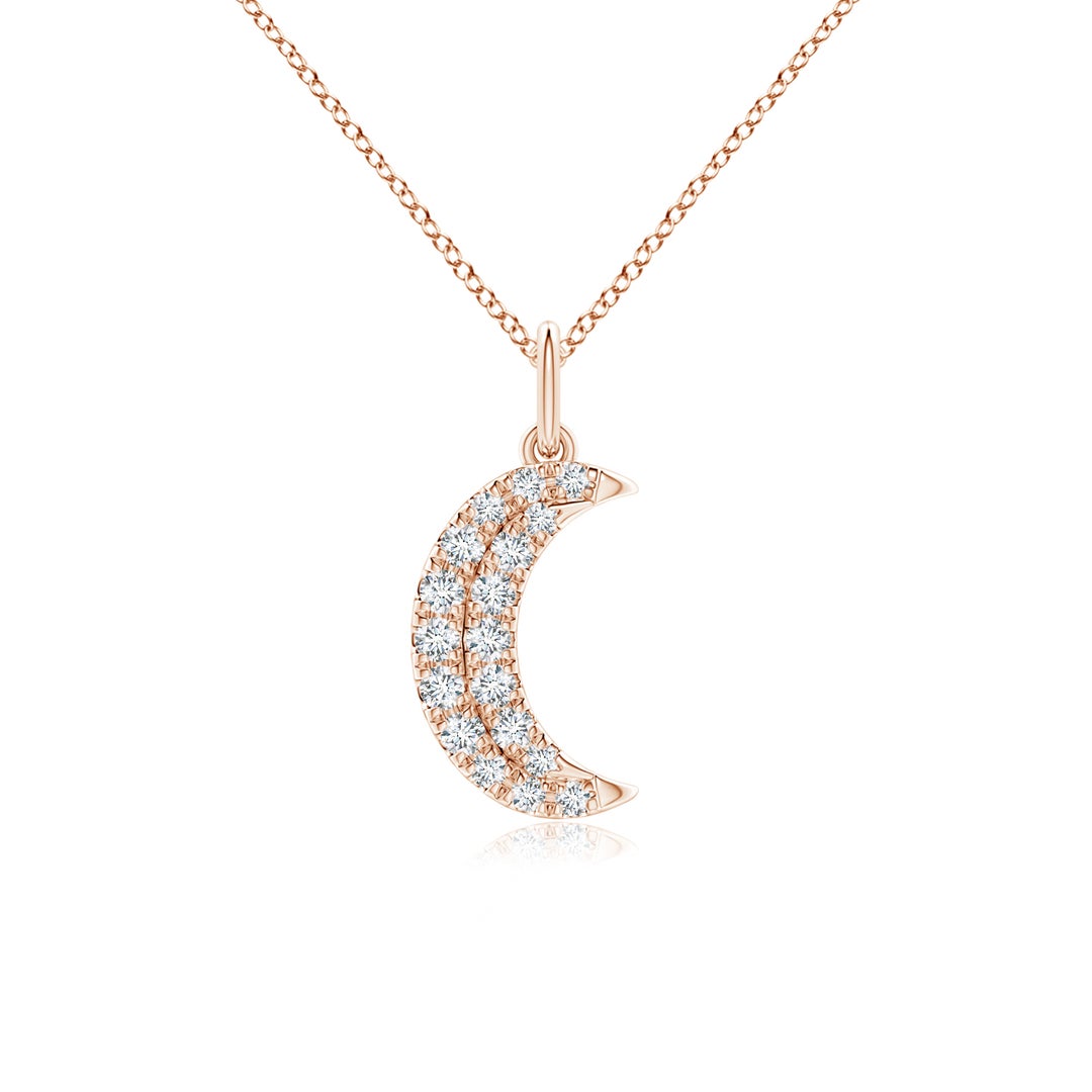 Pavé Moissanite Crescent Moon Pendant Necklace