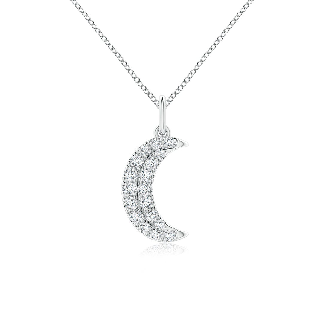 Pavé Moissanite Crescent Moon Pendant Necklace