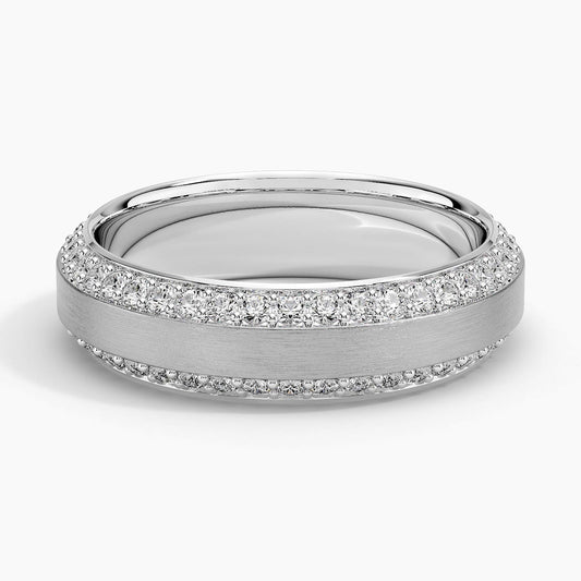 6.0 mm Eternity Moissanite Edges Matte Men’s Wedding Band