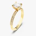 Load image into Gallery viewer, Pavé Set Round Cut Moissanite Engagement Ring with Milgrain Knife Edge
