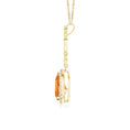 Pear Citrine with Moissanite Halo Multi-Link Drop Pendant Necklace