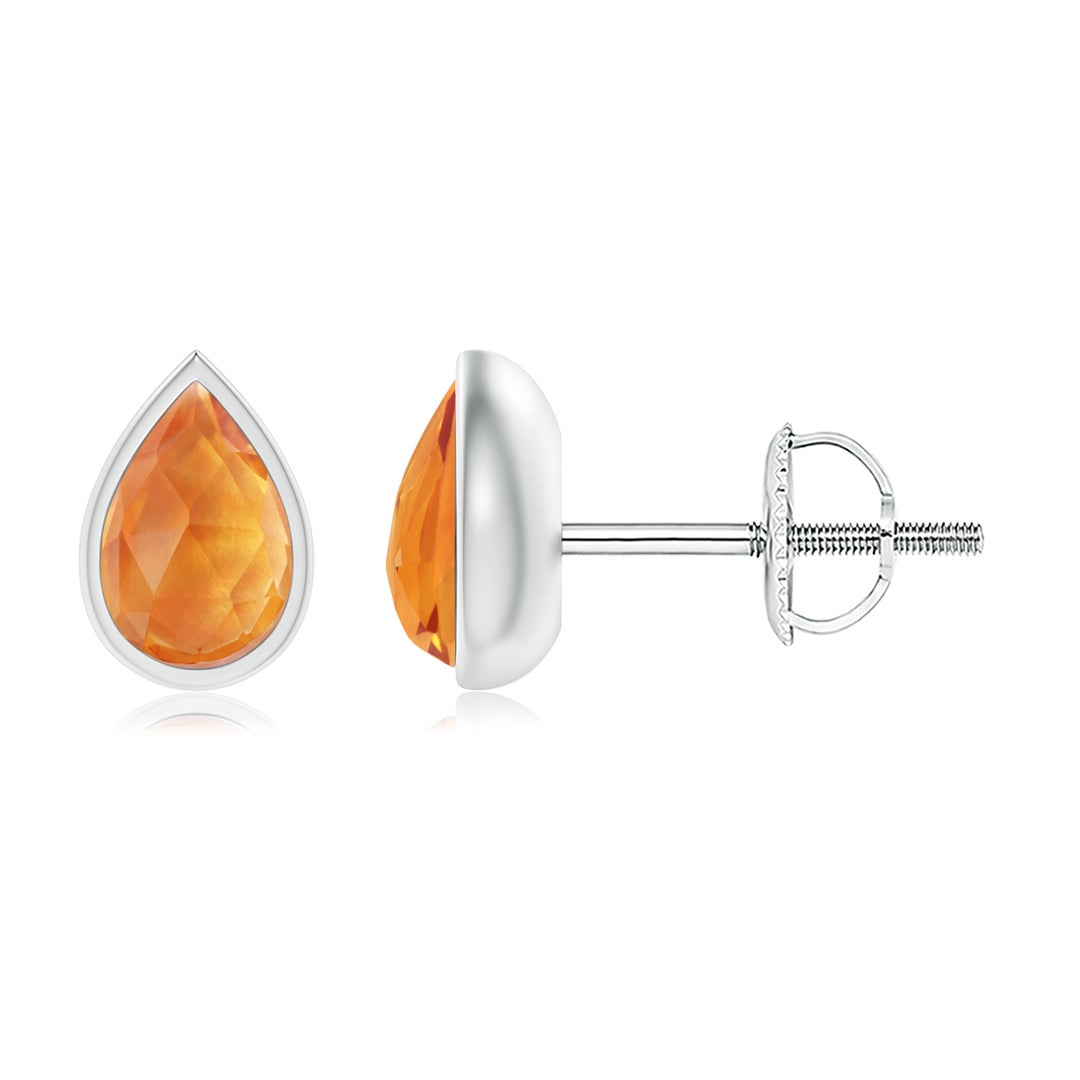 Pear Cut Citrine Bezel Stud Earrings