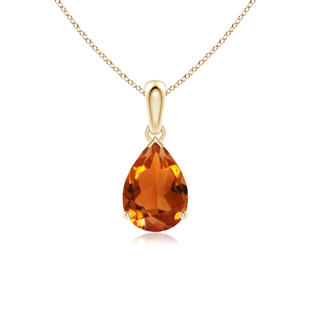 Pear-Cut Citrine Solitaire Pendant Necklace
